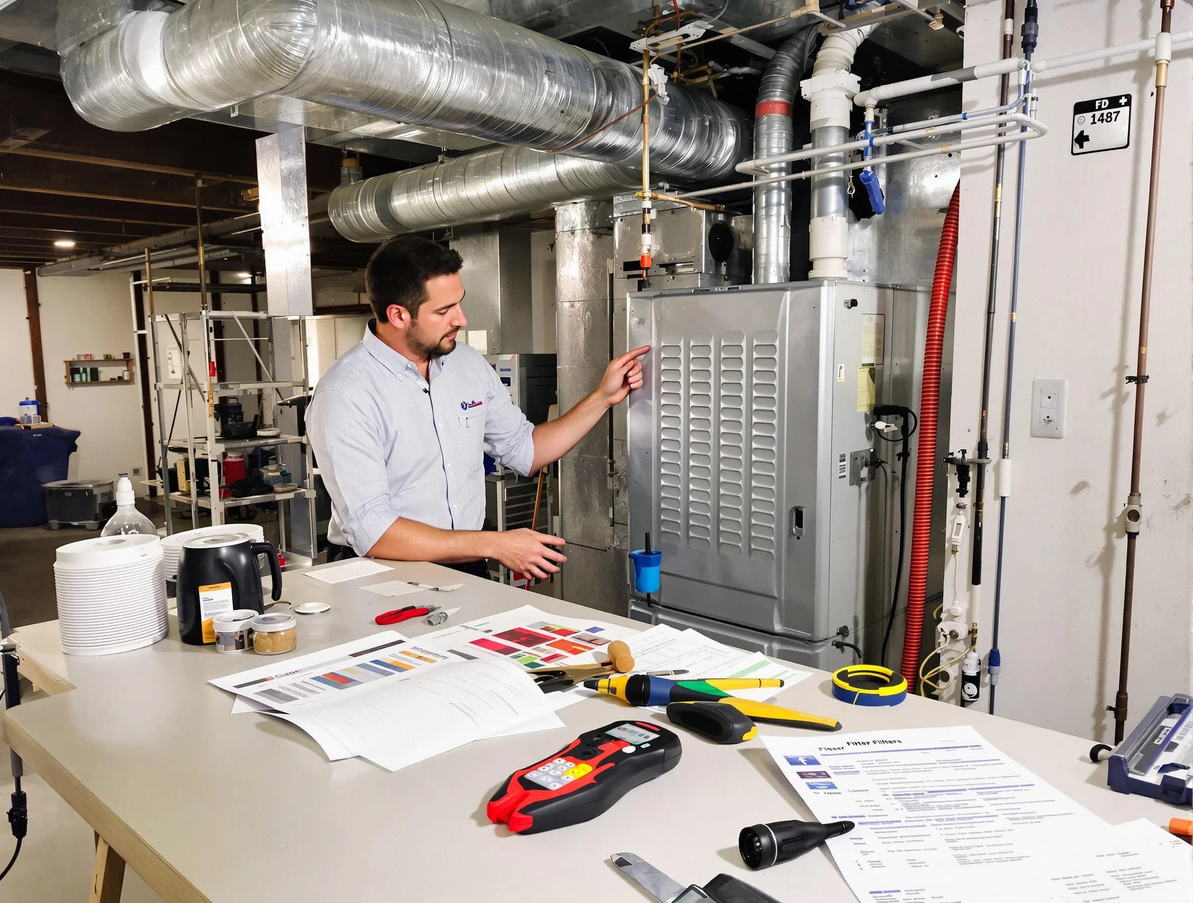 North Andover Air Duct Cleaning inspector conducting detailed filter system evaluation using professional diagnostic tools in North Andover