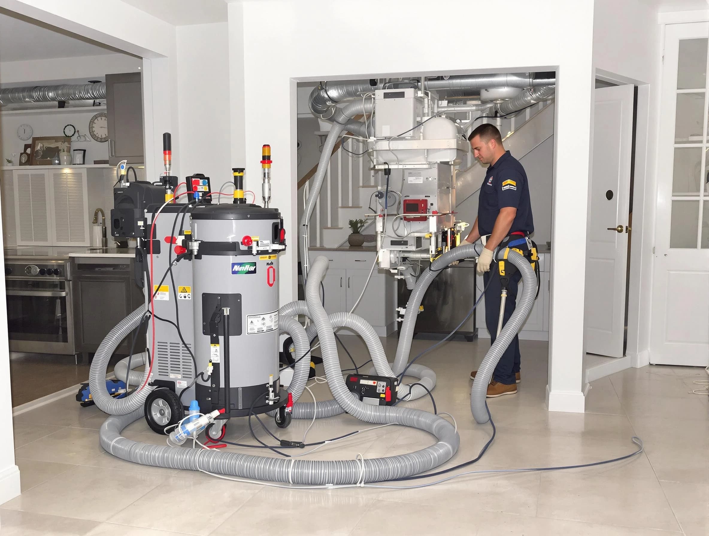 North Andover Air Duct Cleaning technician operating negative pressure cleaning equipment for thorough duct maintenance in North Andover