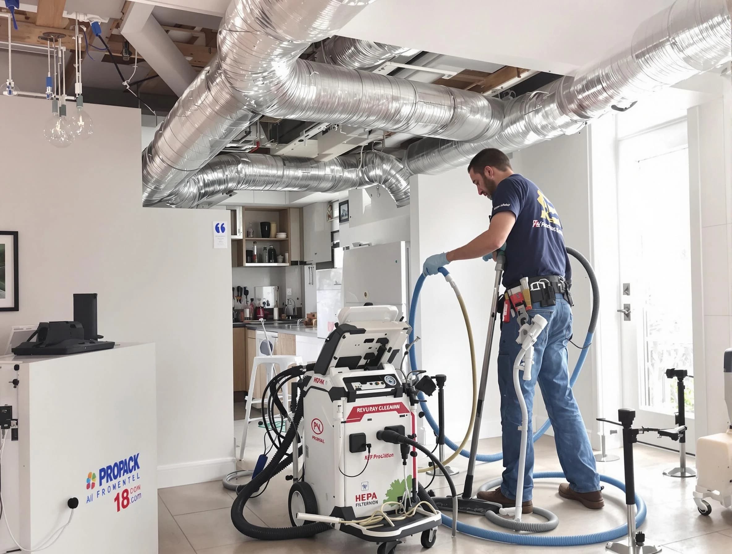 North Andover Air Duct Cleaning technician performing advanced pure duct cleaning with specialized equipment in North Andover
