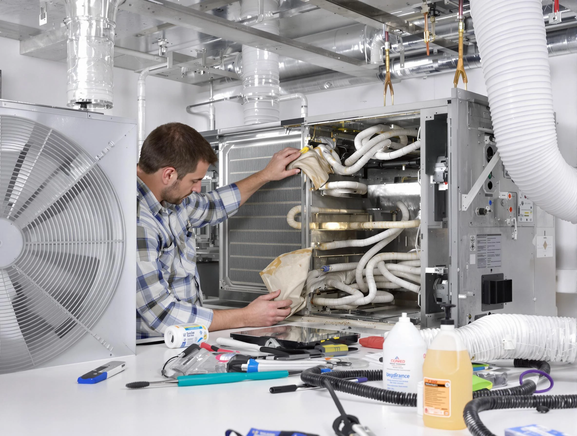 North Andover Air Duct Cleaning specialist performing precision AC coil cleaning in North Andover