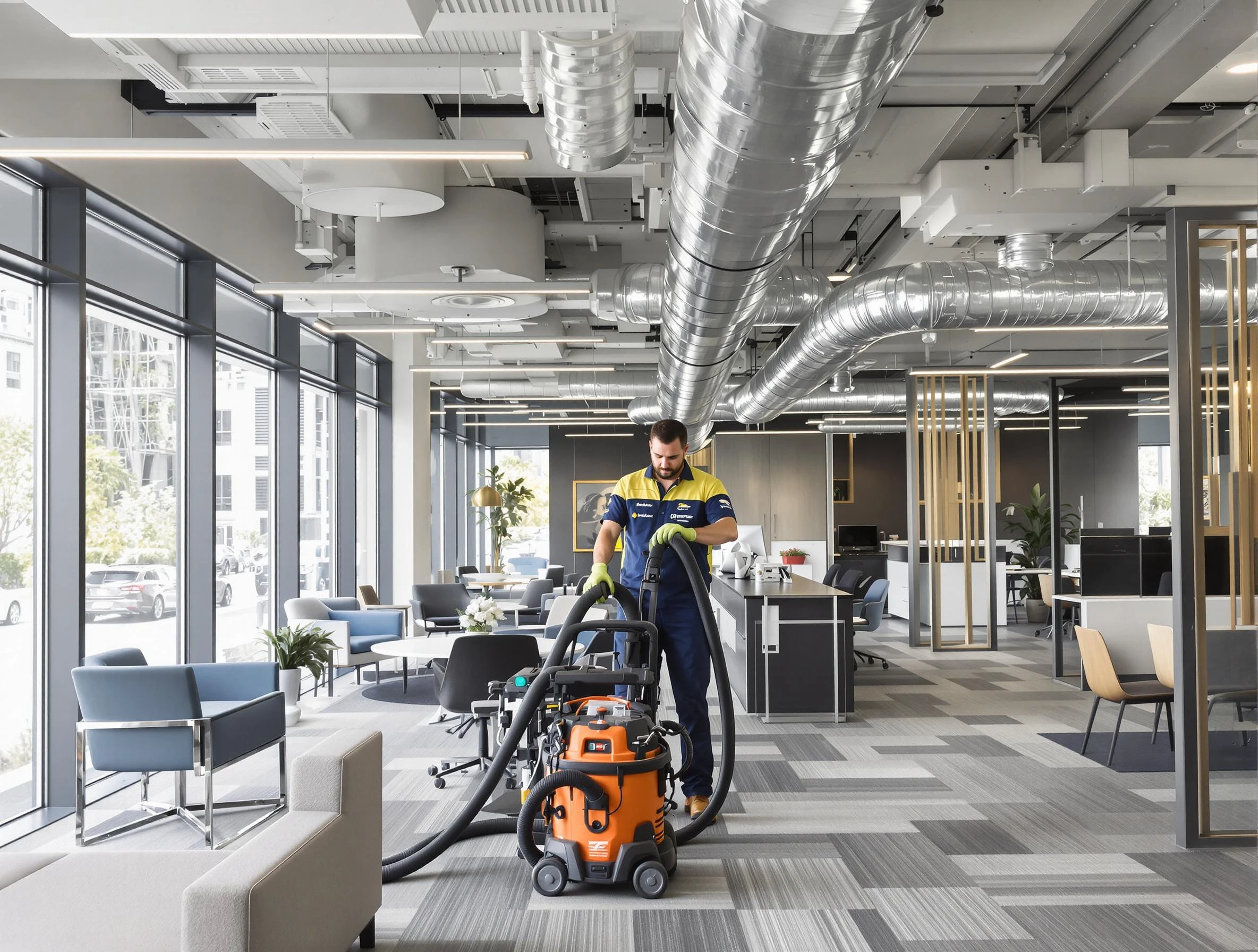 North Andover Air Duct Cleaning team performing thorough commercial duct cleaning at a North Andover business center
