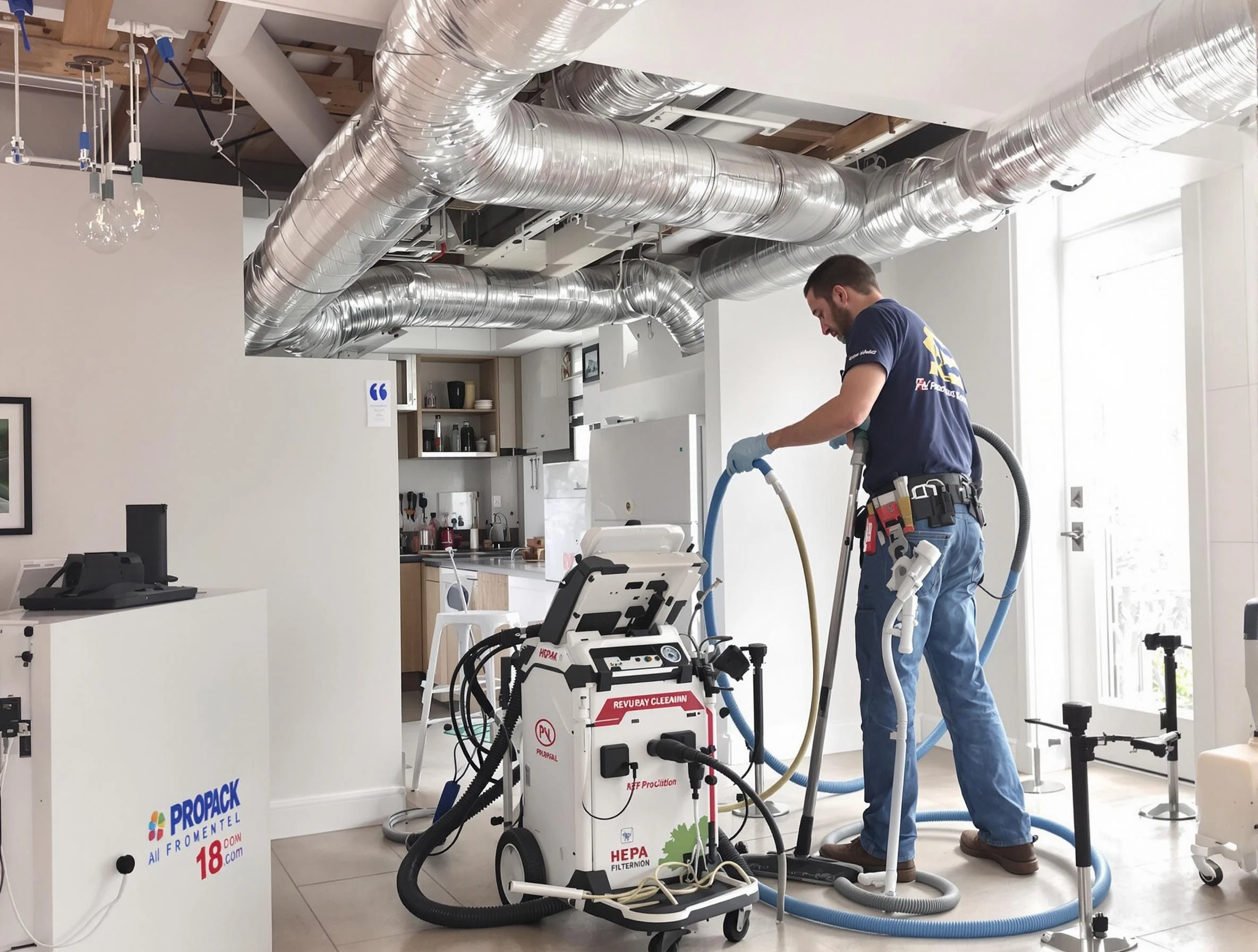 North Andover Air Duct Cleaning technician performing advanced pure duct cleaning with specialized equipment in North Andover