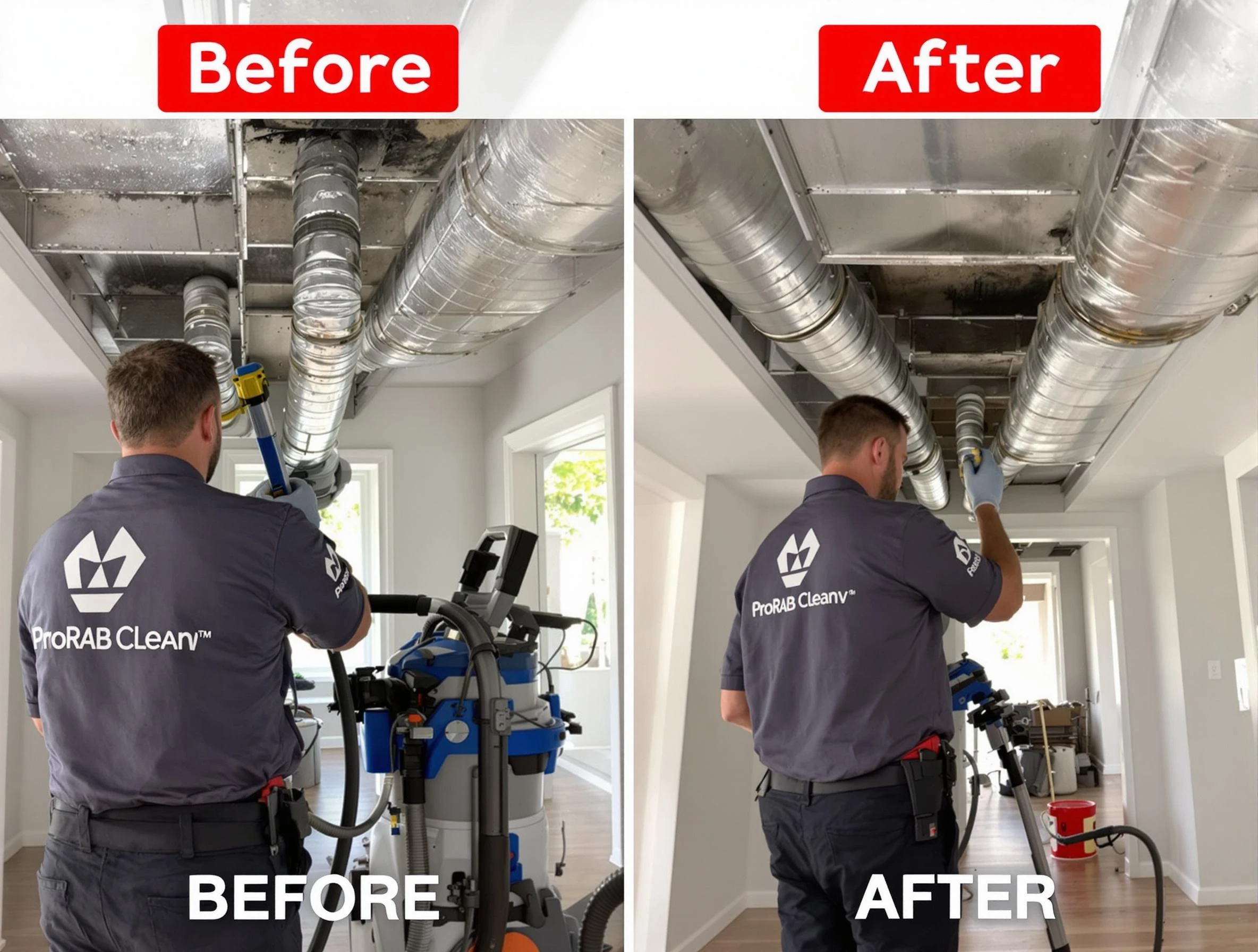North Andover Air Duct Cleaning expert performing thorough residential duct cleaning in a North Andover home